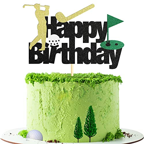 Sumerk Golf Kuchen Topper, alles Gute zum Geburtstag Golf Kuchen Dekor Golf Ball Zeichen Kuchen Topper für Sport Thema Mann Jungen Geburtstag Party Jahrestag Dekoration Zubehör