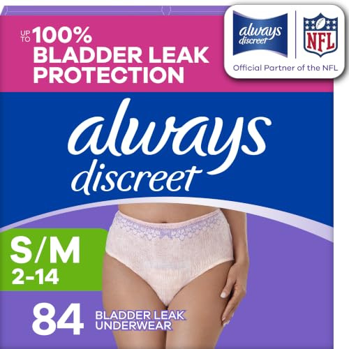Always Discreet Inkontinenzunterwäsche für Erwachsene für Frauen und postpartale Unterwäsche, S/M, bis zu 100%* Blasenauslaufschutz, 84 CT,
