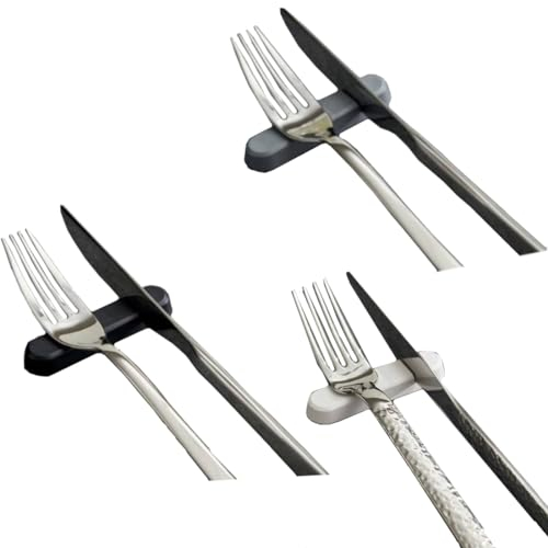 MAQA 6 pz Poggia posate da tavolo 8 cm in melamina, appoggio posate tavola nero, grigio o bianco, Portaposate ristorante Bianco