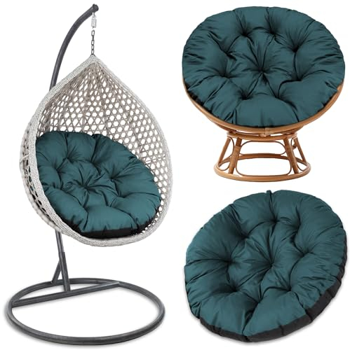 Amazinggirl Coussin Fauteuil rotin et Suspendu 100 cm - Coussins de siège Jardin pour extérieur et intérieur Rond Oreiller pour Chaise papasan Vert Teinte B