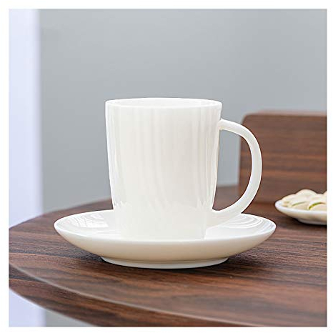 Generic Tazas de Café de Cerámica Antiguas Tazas de Café de Porcelana Blanca Y Tazas de Café de Cerámica de 8,5 Onzas