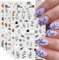 JMEOWIO 9 Sheets Halloween Nail Art Stickers Decals Self-Adhesive Star Cute Ghost Nail Supplies Nail Art Design Decoration Accessories