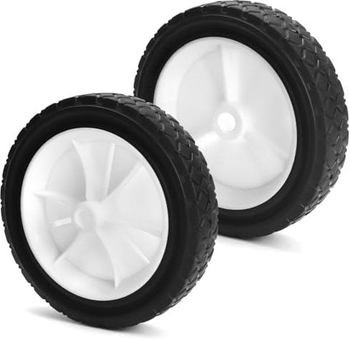 QWORK® Set di 2 Ruota in gomma per tagliaerba - Diametro 175 mm, Foro asse 12,7 mm, Larghezza pista 38 mm, Carico consentito 70 kg (7 x 1,5)