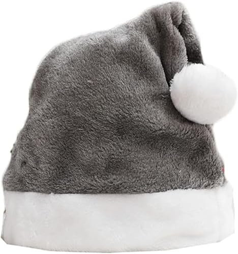 Codulu Weihnachtsmütze, Weihnachtsmannmütze, Plüschmütze, Weihnachtsmütze für Heiligabend, Neujahr, festliche Party, Urlaub, Zubehör, Erwachsene, Uni, Grau