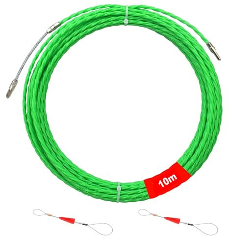 Guia Pasacables 10 m, φ 4 mm Enhebrador de Alambre Electrico, Cable de tracción en espiral,para Tubería Conducto de Cable Pared, Obras de Telecomunicaciones, Trenzada para Tender Conductos de Cables