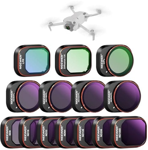 NEEWER 14er Filter Set kompatibel mit DJI Mini 4 Pro, polarisierte ND Filter, ND8 ND16 ND32 ND64 ND128 ND256 ND1000 ND8/PL ND16/PL ND32/PL ND64/PL Schwarze Diffusion 1/4 Lichtverschmutzung CPL, FL-B05