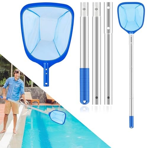 XIHUAN Retino per Piscina, Rete Piscina Pulizia con 140 cm Telescopico per Piscina, Retina Raccogli Foglie Kit Pulizia Piscina Maglia Ultra Fine Retino per Pulizia della Piscina per Foglie e Detriti