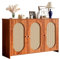 DOWOX Sideboard, Küchenschrank, Aufbewahrungsschrank mit 3 Rattantüren Türen, 125 x 38 x 78 cm, für Flur, Esszimmer, Wohnzimmer und Küche, Moderner Stilvoller (Nussbaum)