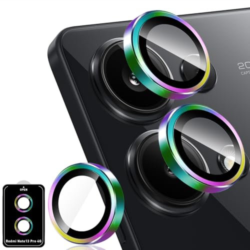Holilo Cámara Trasera Lente Protector de Lente de Cámara per Xiaomi Redmi Note 13 Pro 4G, Cristal Templado Protector de Cámara HD Anti Rasguños -Arcoiris