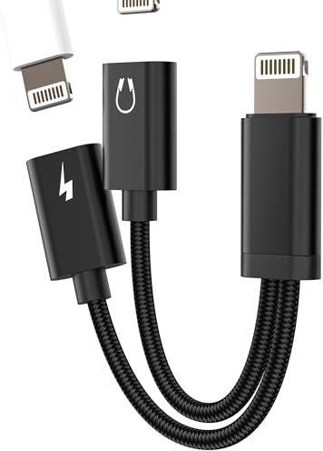 Lightning auf Kopfhörer Laden Adapter(2 in 1)für iPhone 14 13 12 11 Pro Max für iPad Audio Kabel Splitter für Apple MFi Certified AUX Anschluss Headphone Mikrofon Konverter Doppel Klinke Auto Zubehör