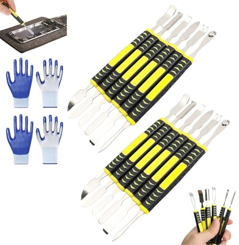 HItianya Metal Crowbar 6-Piece Set, Compact Mini Metal Crowbar Spudge, Double-Edged Opening Pry Tool (2sets)