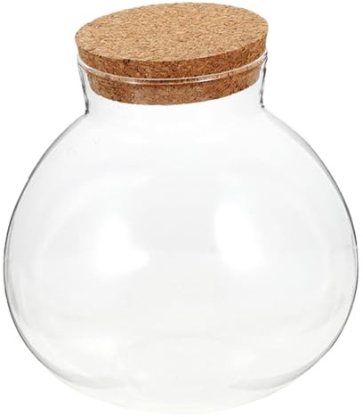 Glas Mikrolandschaftsflasche 10x10x11 CM mit Kork Runde | Leicht zu Befüllen, Transparentes Glas, Glatte Oberfläche, für Bromelien und Füllmaterial