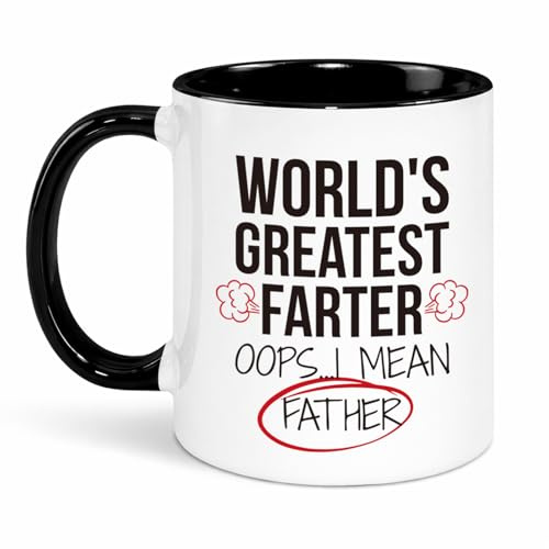 Custom Moments Fathers Day Gift for Dad from Daughter Son, Funny Dad Mug World's Greatest Farter, Birthday Christmas Gift for Dad Men, Novelty Humorous Coffee Cup for Daddy & Grandad