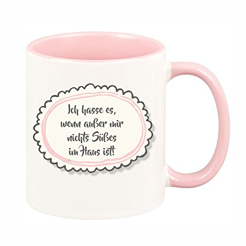 4you Design Tasse Nichts Süßes im Haus rosa Tasse Geburtstag ausgefallen originell Kaffeepott Frühstückstasse