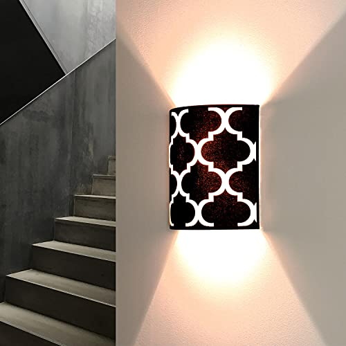 Licht-Erlebnisse Wandleuchte Schwarz Beleuchtung Ø25,5cm 60er Jahre Muster Retro Lampe Flur