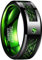 NUNCAD Herren Damen Unisex Ring aus Wolfram mit Zirkonia und Kohlefasern 8mm Schwarz + Grün für Hochzeit Verlobung Alltag Fashion Größe 57 (18.1)