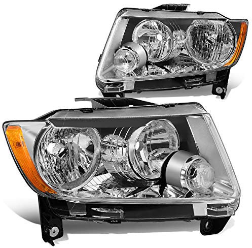 DNA MOTORING HL-OH-JGC11-CH-AM Halogen-Scheinwerfer, Chrom, bernsteinfarben, kompatibel mit 11-13 Grand Cherokee