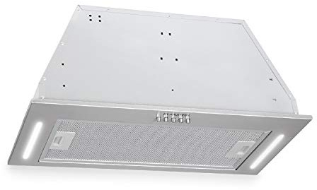 Klarstein Down Under - Dunstabzugshaube, Ablufthaube, Einbau, 60cm, 590 m³/h Abluft, 190 Watt Motorleistung in 3 Stufen, LED, Edelstahl, 61 dB leise, Montage-Set, Silber