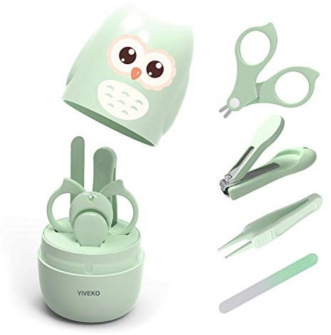 YIVEKO Baby Nail Kit, 4-in-1 Baby Nagelpflegeset mit niedlichem Etui, Baby Nagelknipser, Schere, Nagelfeile & Pinzette, Baby Maniküre Kit und Pediküre Kit für Neugeborene, Säuglinge, Kleinkinder,