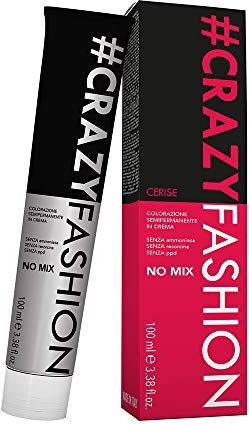 Crazy Fashion, Colorazione Semipermanente in Crema, Senza Ammoniaca, Resorcina e PPD, Durata da 6 a 8 Shampoo, Tinta per Capelli Temporanea, Colore Cerise, 100 ml