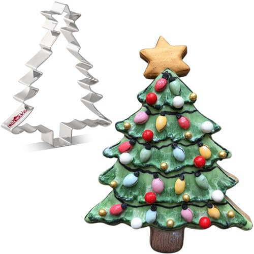 LILIAO Large Christmas Tree with Star Cookie Cutter - 4.4 x 5.6 inches - Stainless Steel