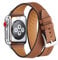 Bestig Compatibile con Apple Watch Band 38 mm, 40 mm, 41 mm, 42 mm, 44 mm, 45 mm, in vera pelle, con doppio tour, sottile, per iWatch serie 8, 7 6 SE, 5, 4 3 2 1, donne e uomini (marrone+argento)