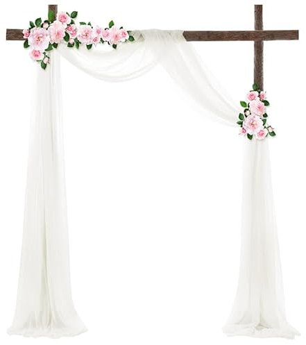 BIT.FLY Hochzeit Vorhang Weiß Querbehang Freihanddeko - Hochzeitsbogen Drapierstoff Tüllstoff 135 x 500cm Organza für Kreuzvorhangladen Hochzeiten Bühnen Feste Bettvorhänge und Heimdekoration