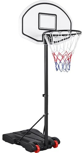 Yaheetech Free Standing Portable Basketball Hoop Stand Height Adjustable 1.59-2.14M on Wheels Black