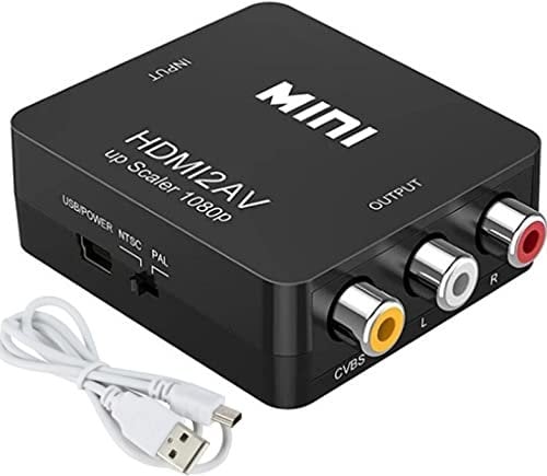 HDMI to RCA 1080P AV Converter, 3 RCA CVBS Composite Video Audio Adapter for HDTV, PC, Laptop, Xbox, Stick, Roku, Google