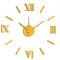MPM DIY Wanduhr, Große Klebeuhr, Gold, Moderne 3D Aufkleber Wanduhr, Römische Zahlen und Indizes, Quarz-Uhrwerk, Wanddekoration, E01.3513