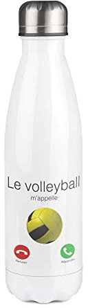 Weiße Thermosflasche mit Motiv Volleyball mich nennt mich