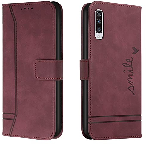 Lihondar Kompatibel mit Samsung Galaxy A50/A50S/A30S Hülle, Handyhülle Samsung A50/A50S/A30S, Leder Klappbar Schutzhülle Tasche Wallet Cover Flip Case für Samsung A50/A50S/A30S Klapphülle (Rot)