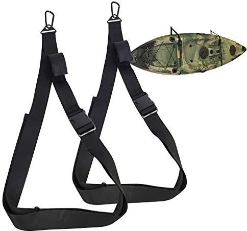 Kayak Wall Hanging Storage Strap Nylon Kayak Hoist Sling for Garage Indoor and Outdoor Kayak & SUP Paddle Board Hangers Comes with Carabiner Fully Adjustable Length & Easy Install
