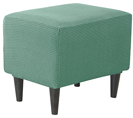 JHLD Rechteckiger Stretch Ottomane Schonbezug, Ottomane Bezug Elastische Hockerbezug Jacquard Hocker Husse für Fußhocker Quadratisch Mit elastischem Boden Für Katzen Hunde -grün-klein