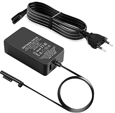 Surface Pro Ladegerät,Surface ladekabel 65W 15V 4A Microsoft Surface Netzteil für Surface Pro 8/7+/7/6/5/4/3/X,Surface Laptop 4/3/2,Surface Go2/3,Surface Book2/3 mit USB-Port
