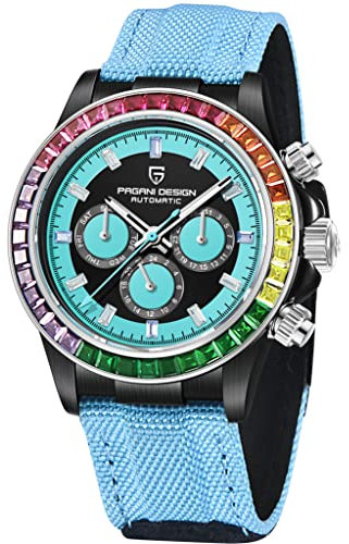 Pagani Design 1644 Klassischer Herren-Chronograph, Armbanduhr, japanisches VK63-Uhrwerk, Panda-Zifferblatt. Keramik-Lünette, Edelstahl, wasserdichte Sport-Quarzuhr