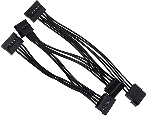OTOTEC 4 Pin IDE Molex to 15 Pin SATA Power Supply Cable 4 Pin IDE Male to 5 x 15 Pin SATA Female Power Splitter Cable 18AWG for Hard Drives/Optical Drives