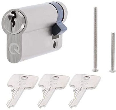 QPlus24 Halbzylinder gleichschließend Schließzylinder mit 3 Schlüssel und Einkaufswagenlöser Türschloss Haustür Sicherheitsschloss 10/45 gs5