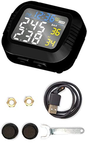 Wasserdichtes Motorrad Echtzeit Reifendruckkontrollsystem Externer Sensor Wireless LCD Display TPMS