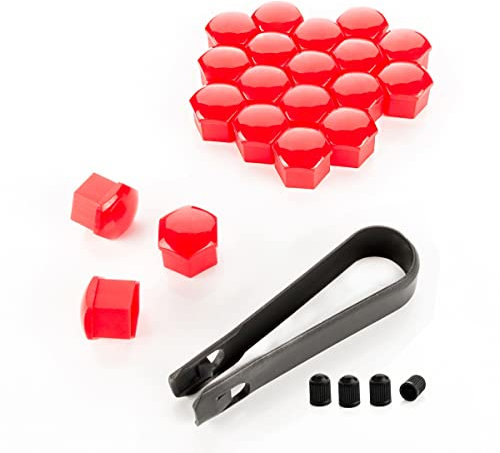 LST 20x 17 mm Rot glänzende Sechskantkappen Radschrauben Abdeck Kappen