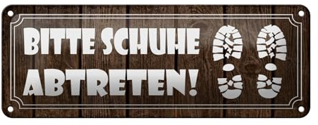 Femer Blechschild Spruch 27x10cm bitte Schuhe abtreten Dekoration
