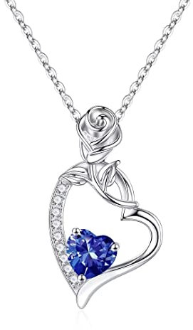 Herz Kette Geburtsstein Schmuck Damen, Silber 925 Halskette mit Tansanit Kristall Dezember Geburtsstein Anhänger Herzkette Muttertag Weihnachten Geburtstag Geschenke für Mädchen Frauen Freundin Mama