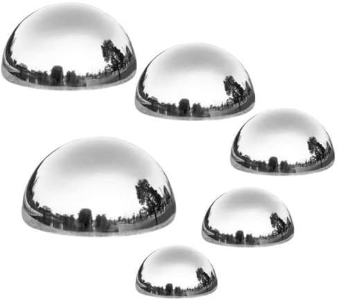 Yardwe Gazing Ball 6Pcs Stainless Steel Garden Mirror Globe Polished Ornament Sphere Hollow Floating Reflective Hemisphere for Home Pond Outdoor Decor 51mm 63mm 76mm 90mm 100mm 150mm