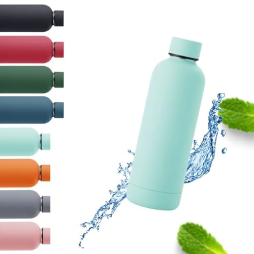 Trinkflasche 0,5 L | Isolierflasche | Wasserflasche | Thermoflasche | isoliert für Warm- & Kaltgetränke | 24h kalt & 12h heiß | doppelwandig | Edelstahl lackiert | im trendigen Design (Mint)