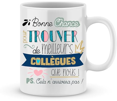JOLI MUG. Mug collègue - départ en retraite - Anniversaire - Noël. Pour collègues/Tasse. Cadeau original. Prix mini. Céramique haute qualité 11oz - 320 ML (MODELE MIXTE 1)