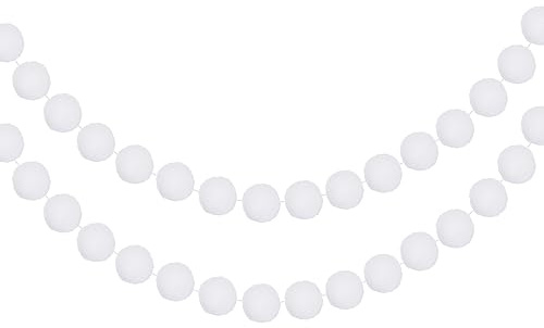 QUARKZMAN 2Stk Filz Kugel Girlande Weiß Pom Pom Girlanden 8.2Ft 24 Kugeln | Handkugeln Lang Party Banner Dekor für Weihnachten Geburtstag Party Dekoration