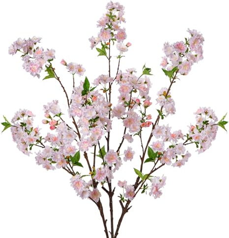 Briful 3er Set Kunstblumen Wie Echt Frühling Dekoblume Rosa Pfirsichblüte Frühlingsblumen Künstliche Zweige 94CM Lange Stiele für Blumengesteck Home Dekoration