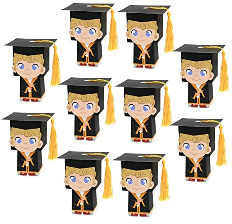 Ciieeo 10piezas Cajas De Dulces De Graduación Diseño De Sombrero Doctoral Paquete Para Fiestas y Celebraciones De Fin De