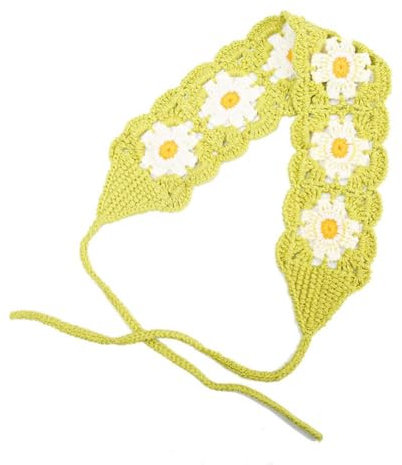 Bohemia Strick-Stirnband für Damen, gehäkeltes Haarband, Bandana für Mädchen, breiter Kopfdruck, Häkel-Bänder, Blumen-Häkelbänder