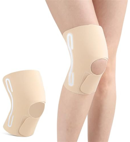 seaNpem Rodillera con estabilizadores laterales, rodillera fina y ajustable para mujer, 1 unidad (beige)